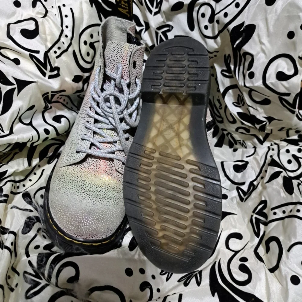 Dr. Martens Pink and Green Glitter Boots